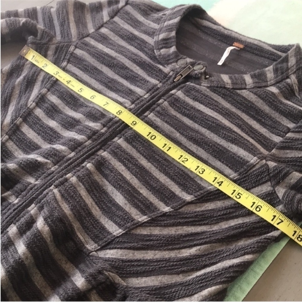 Free People Gray Striped Peplum Zip Jacket - Picture 10 of 11